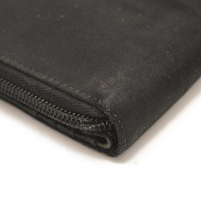 Prada Tessuto Nylon Compact Zip Around Wallet Black