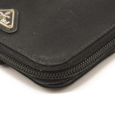 Prada Tessuto Nylon Compact Zip Around Wallet Black