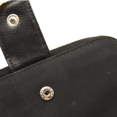 Prada Tessuto Nylon Compact Zip Around Wallet Black