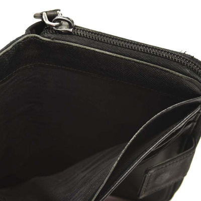 Prada Tessuto Nylon Compact Zip Around Wallet Black