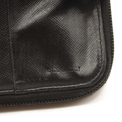 Prada Tessuto Nylon Compact Zip Around Wallet Black