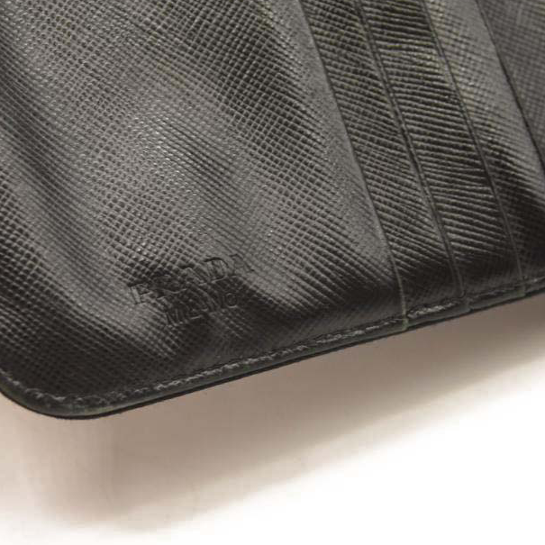 Prada Tessuto Nylon Compact Zip Around Wallet Black