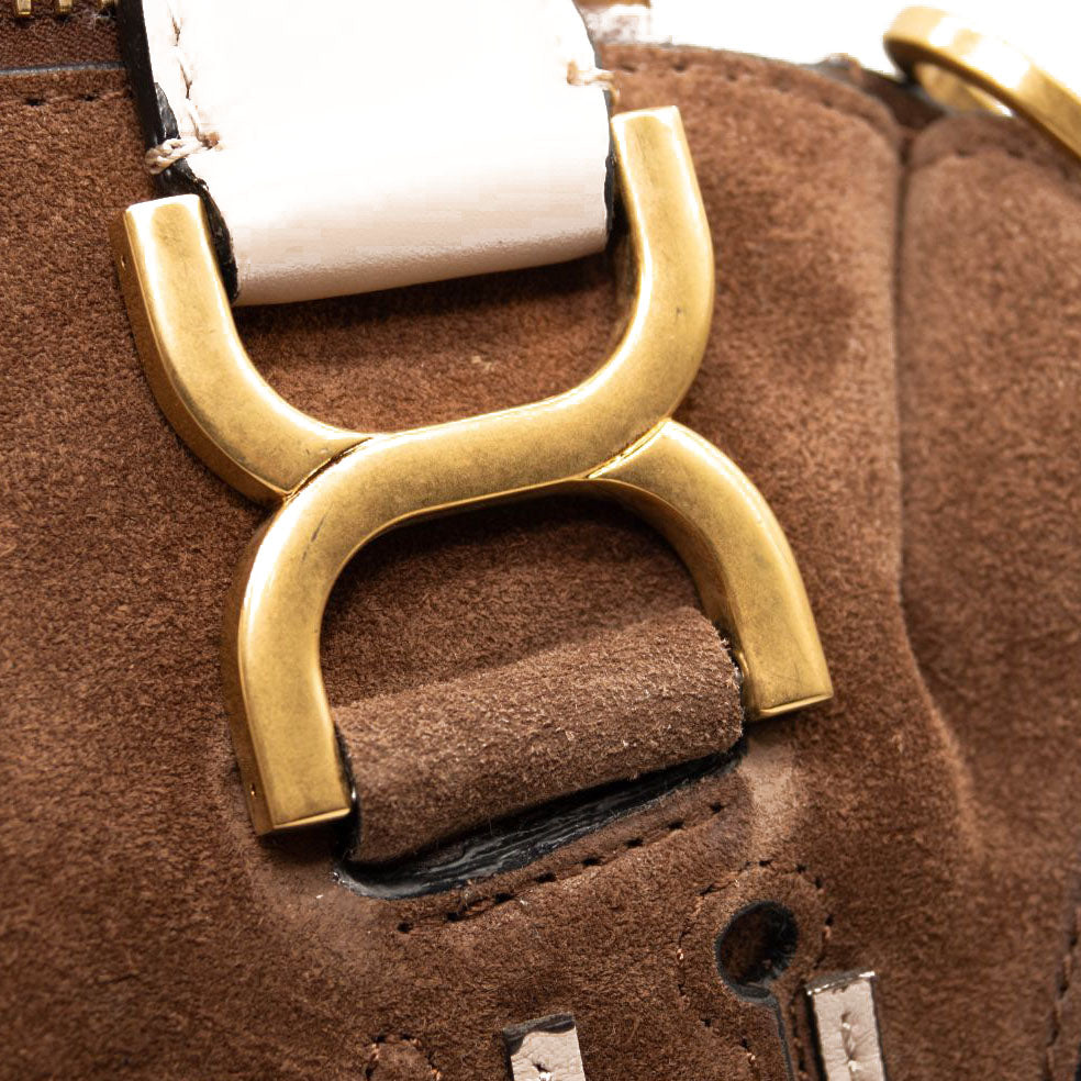 NEW $2650 CHLOE Suede Calfskin Braided Medium Marcie Double Carry Pure Brown