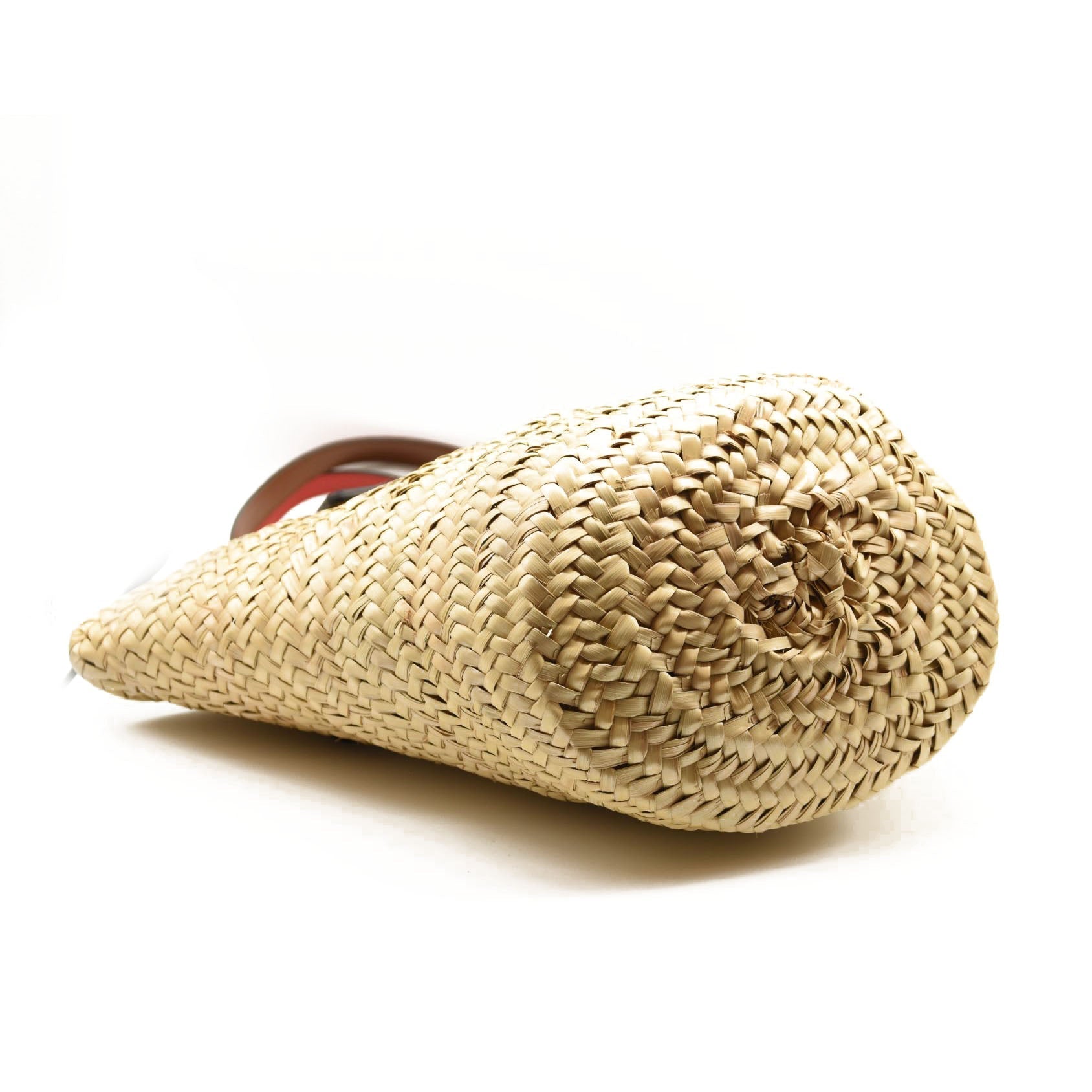 NEW CHRISTIAN LOUBOUTIN Woven Straw Loubishore Tote Beige