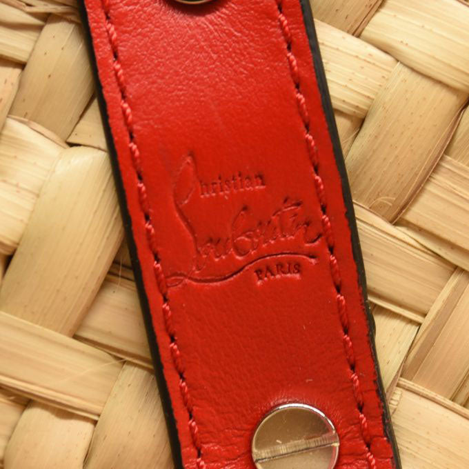 NEW CHRISTIAN LOUBOUTIN Woven Straw Loubishore Tote Beige