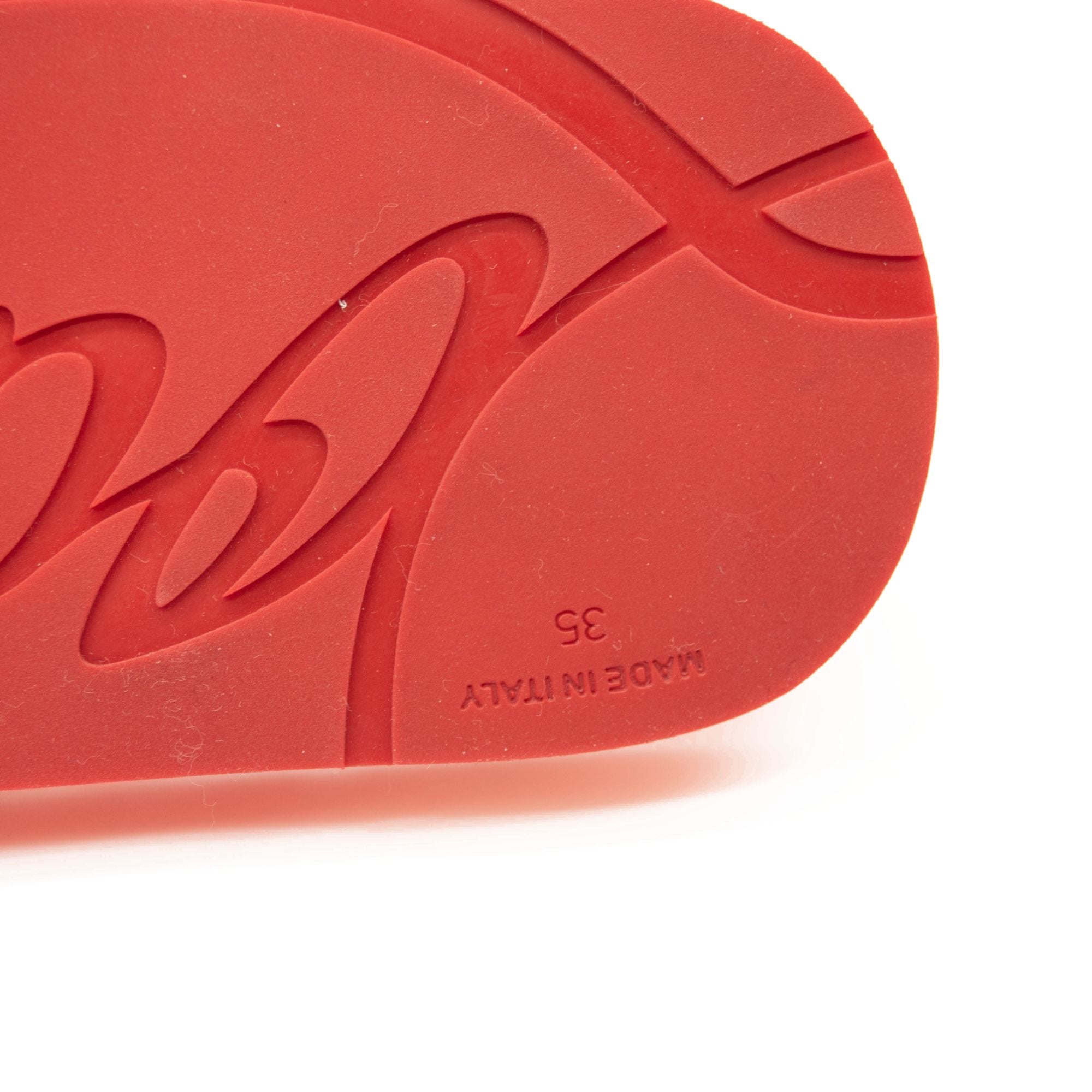 NEW $399 CHRISTIAN LOUBOUTIN Rubber Spike Loubi Donna Flip Flop 35 Transparent Orange