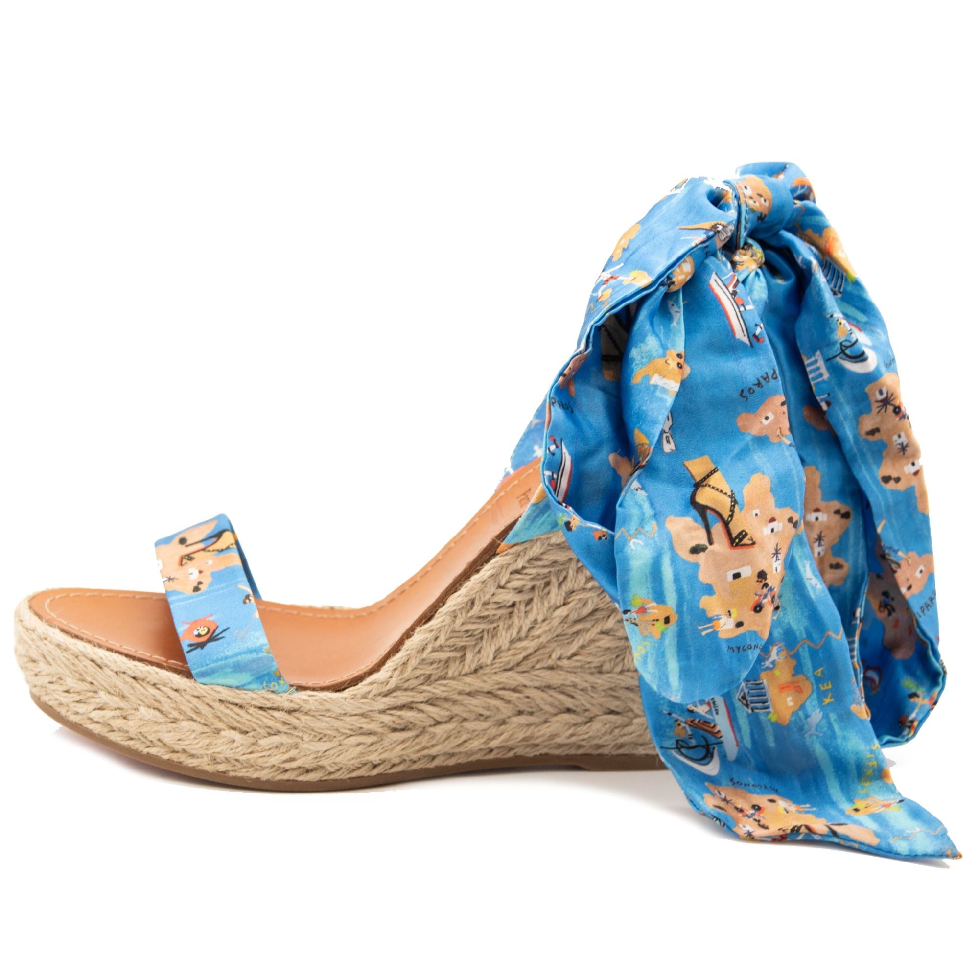 NEW $775 Christian Louboutin EU 40 MONICA DU DESERT Tie Platform Wedge Heel Sandal Shoes