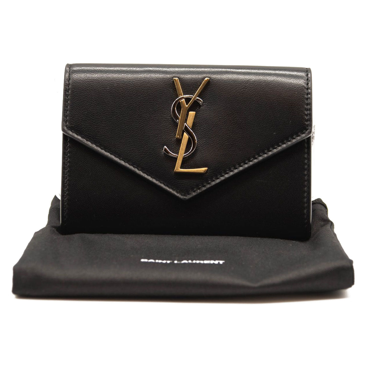 NEW $645 Saint Laurent Small Lambskin Leather Envelope Wallet