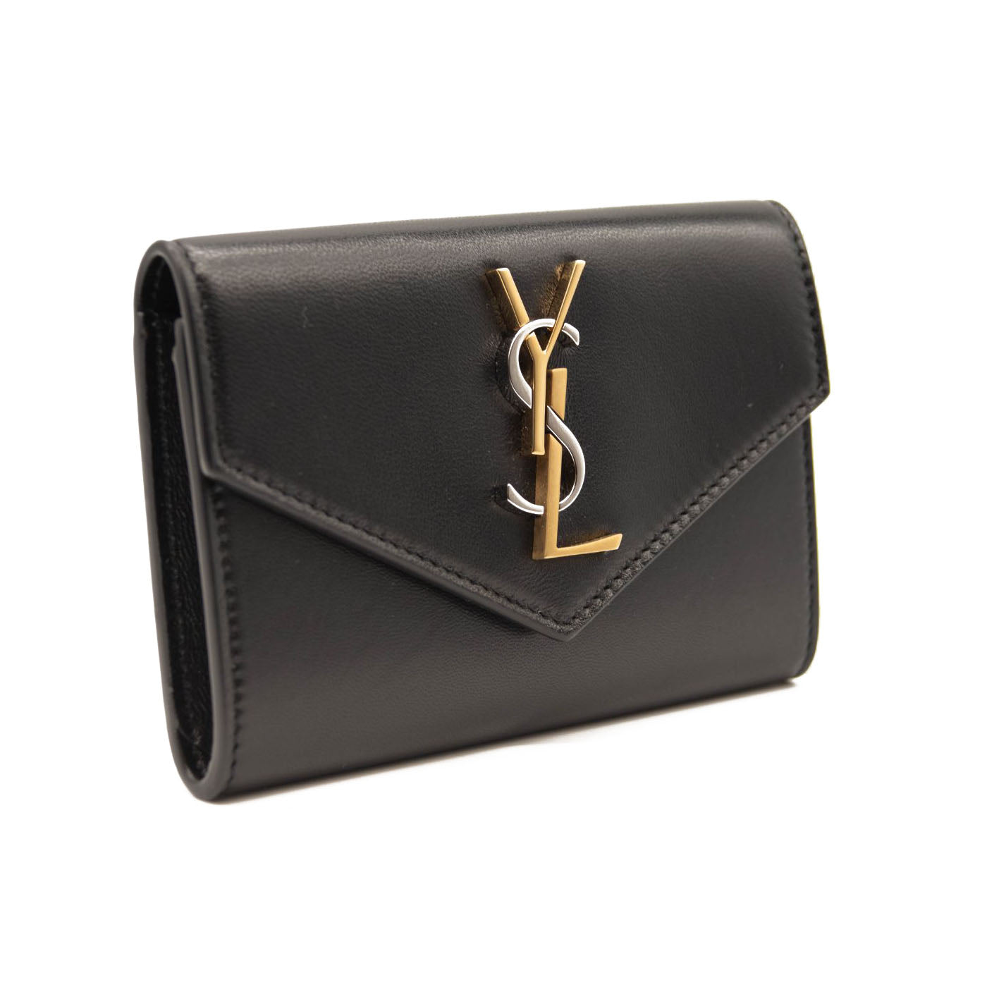 NEW $645 Saint Laurent Small Lambskin Leather Envelope Wallet