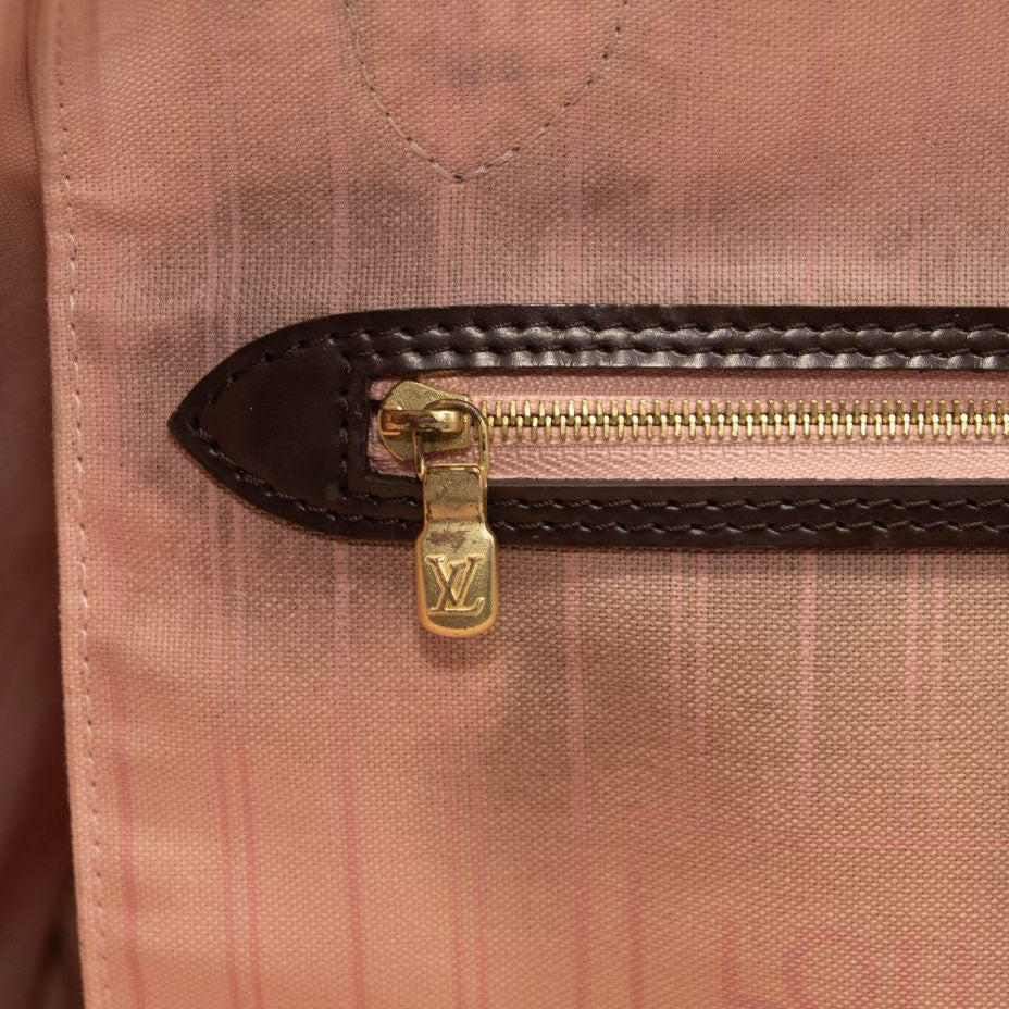 LOUIS VUITTON Damier Ebene Neo Neverfull MM Rose Ballerine