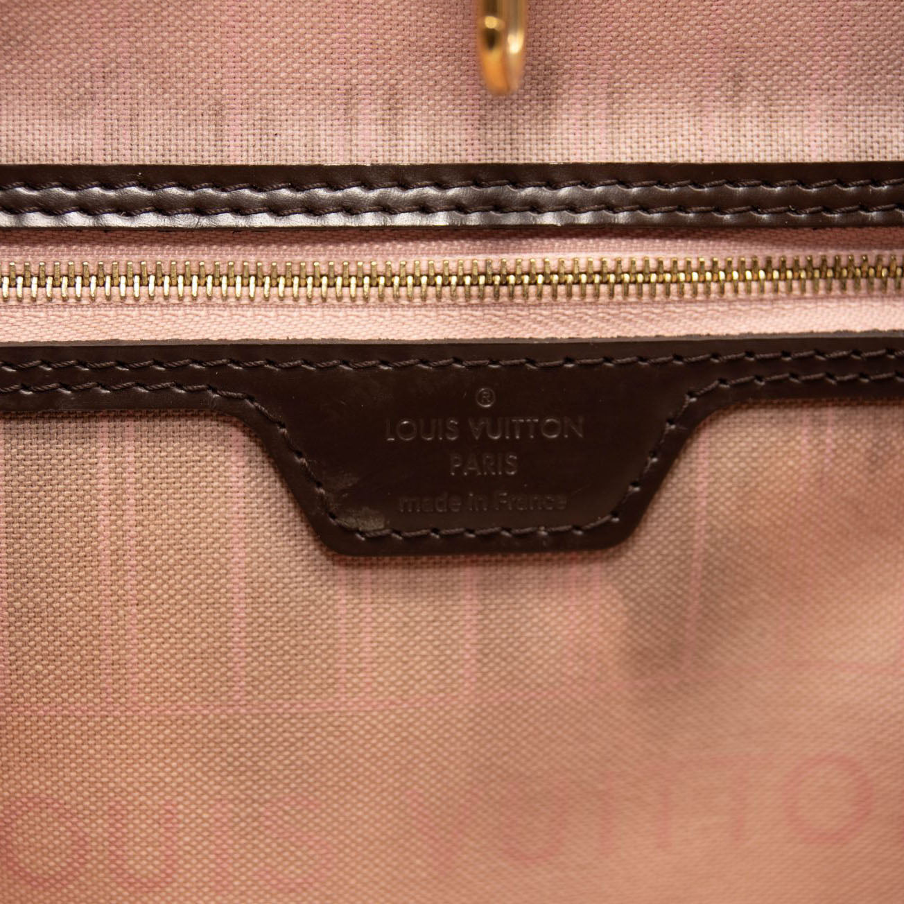 LOUIS VUITTON Damier Ebene Neo Neverfull MM Rose Ballerine