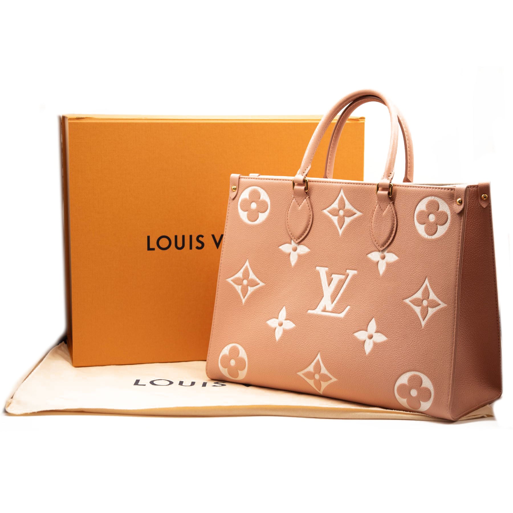 LOUIS VUITTON Empreinte Monogram Giant Onthego MM Arizona Creme