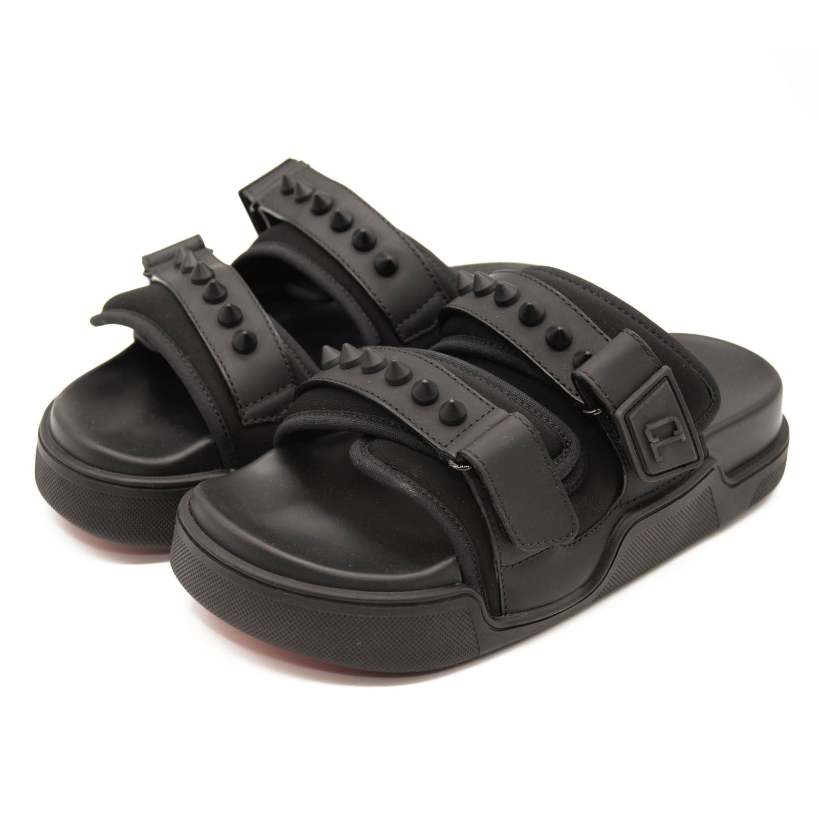 NEW $750 Christian Louboutin DADDY POOL DONNA Spiked Studded Flat Slide Sandal Shoes 36EU
