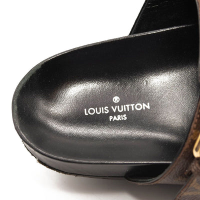 Louis Vuitton, Shoes, Louis Vuitton Bom Dia Flat Mule Cacao Size38 Gently  Used Bottom Sole No Scuffs