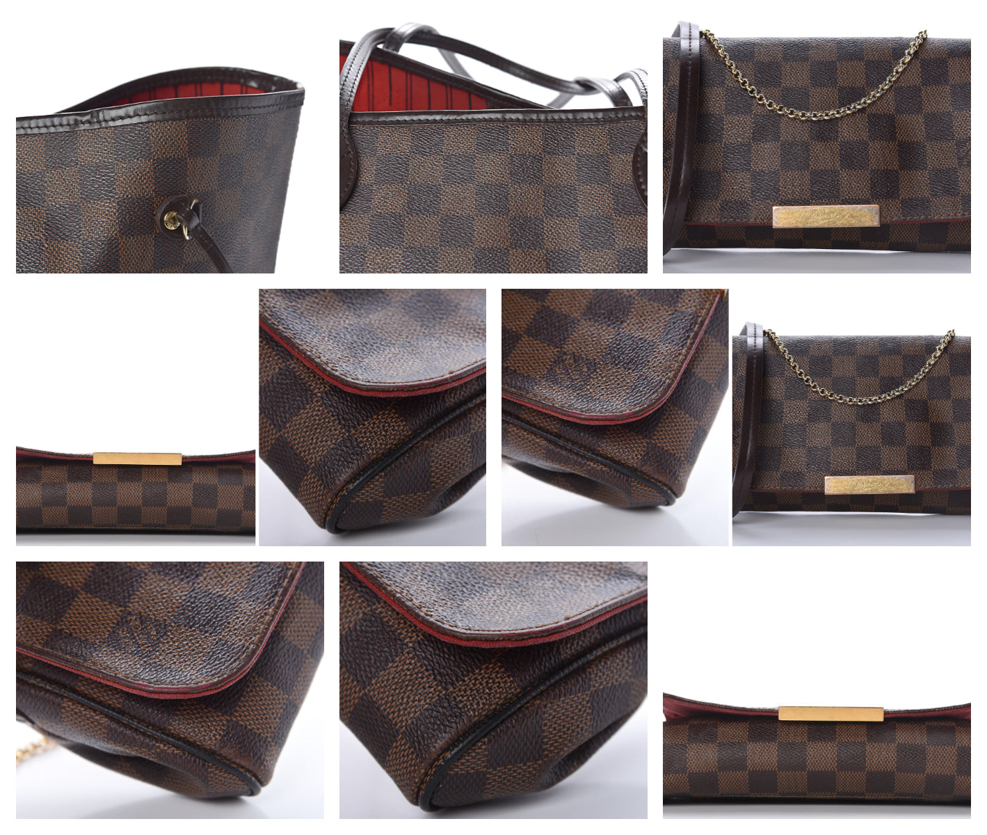 Louis Vuitton Favorite Damier Ebene Pm Brown Coated Canvas Clutch