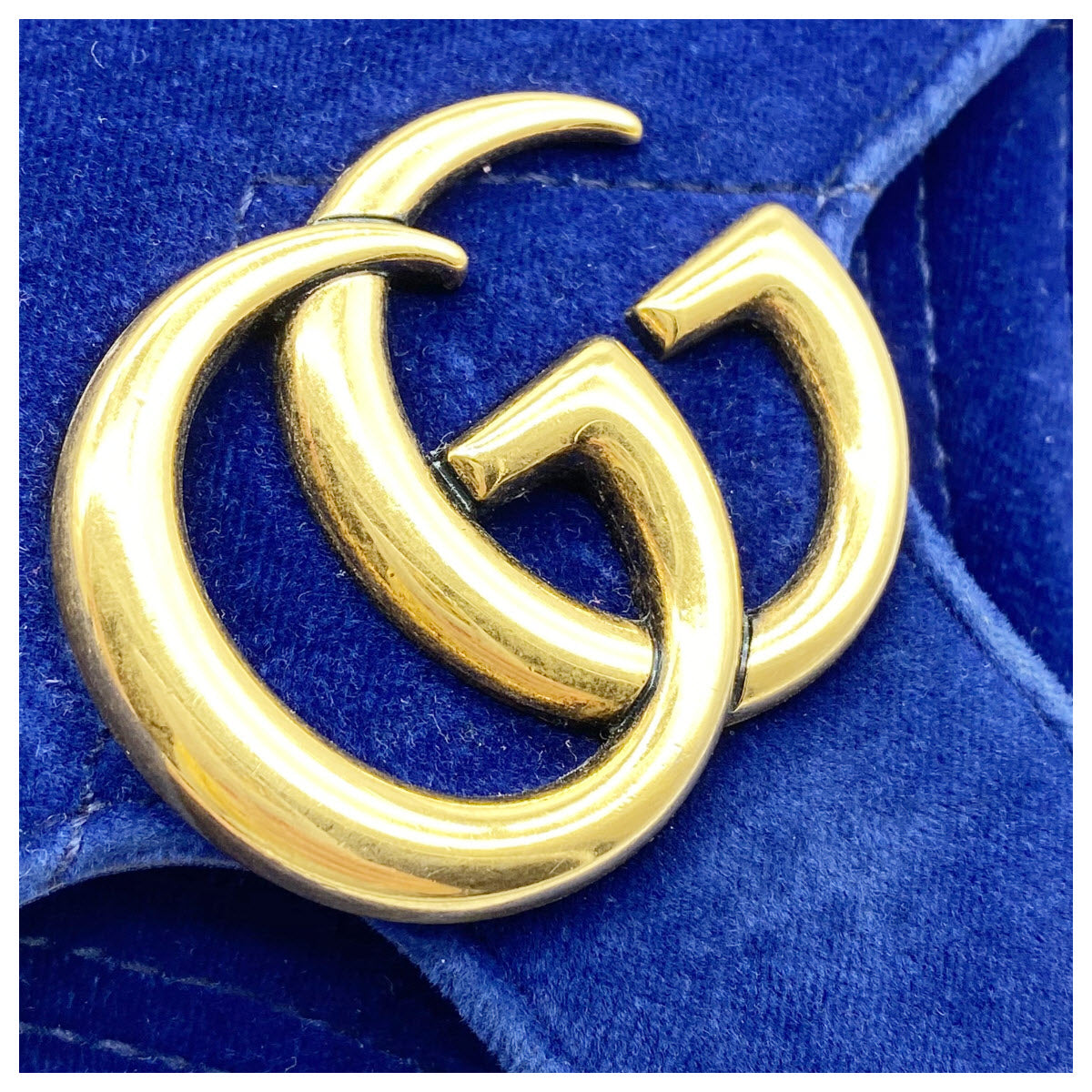 Gucci Marmont Mini Chain Cobalt Blue Velvet Shoulder Bag