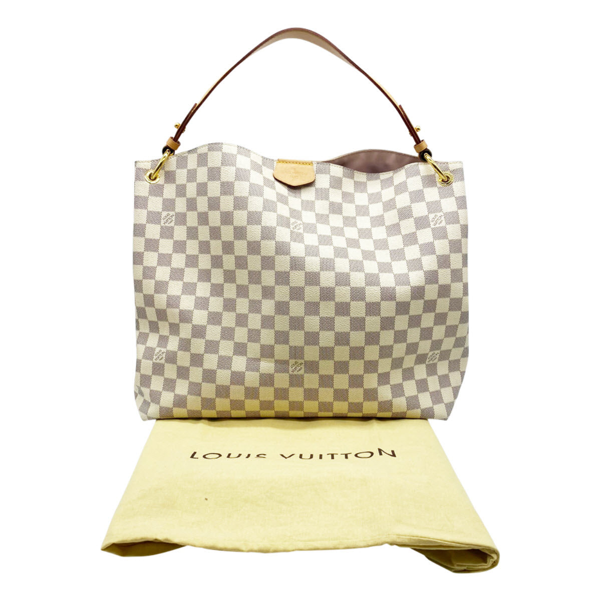 Louis Vuitton Graceful Mm Rose Ballerine Pink White Damier Azur Canvas Tote