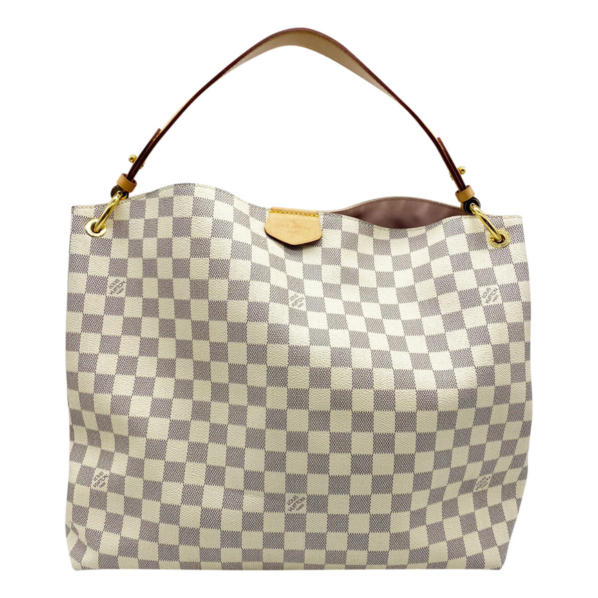 Louis Vuitton Graceful Mm Rose Ballerine Pink White Damier Azur Canvas Tote