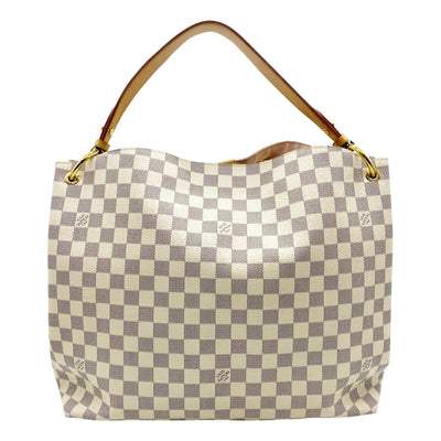 Louis Vuitton White and Blue Damier Azur Coated Canvas Gracefull mm Gold Hardware, 2021 (Like New), White/Pink Womens Handbag