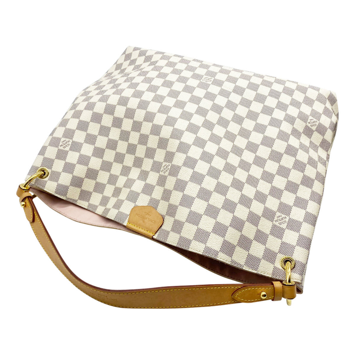 Louis Vuitton Graceful Mm Rose Ballerine Pink White Damier Azur Canvas Tote