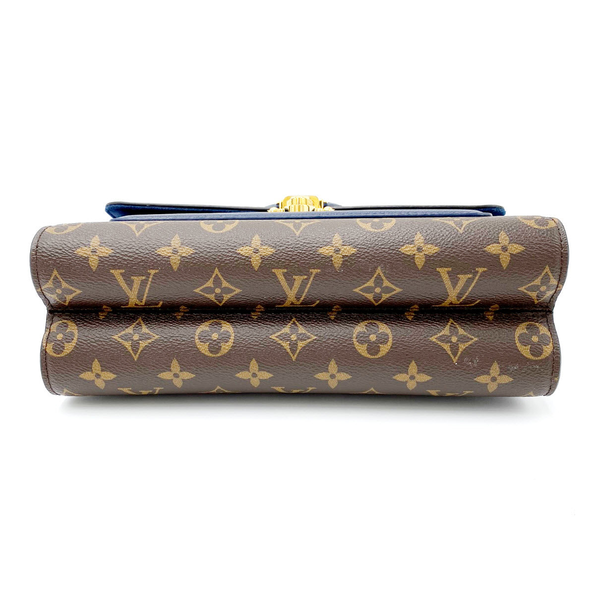 Louis Vuitton Victoire Bleu Marine Blue Monogram Canvas and Calfskin Shoulder Bag