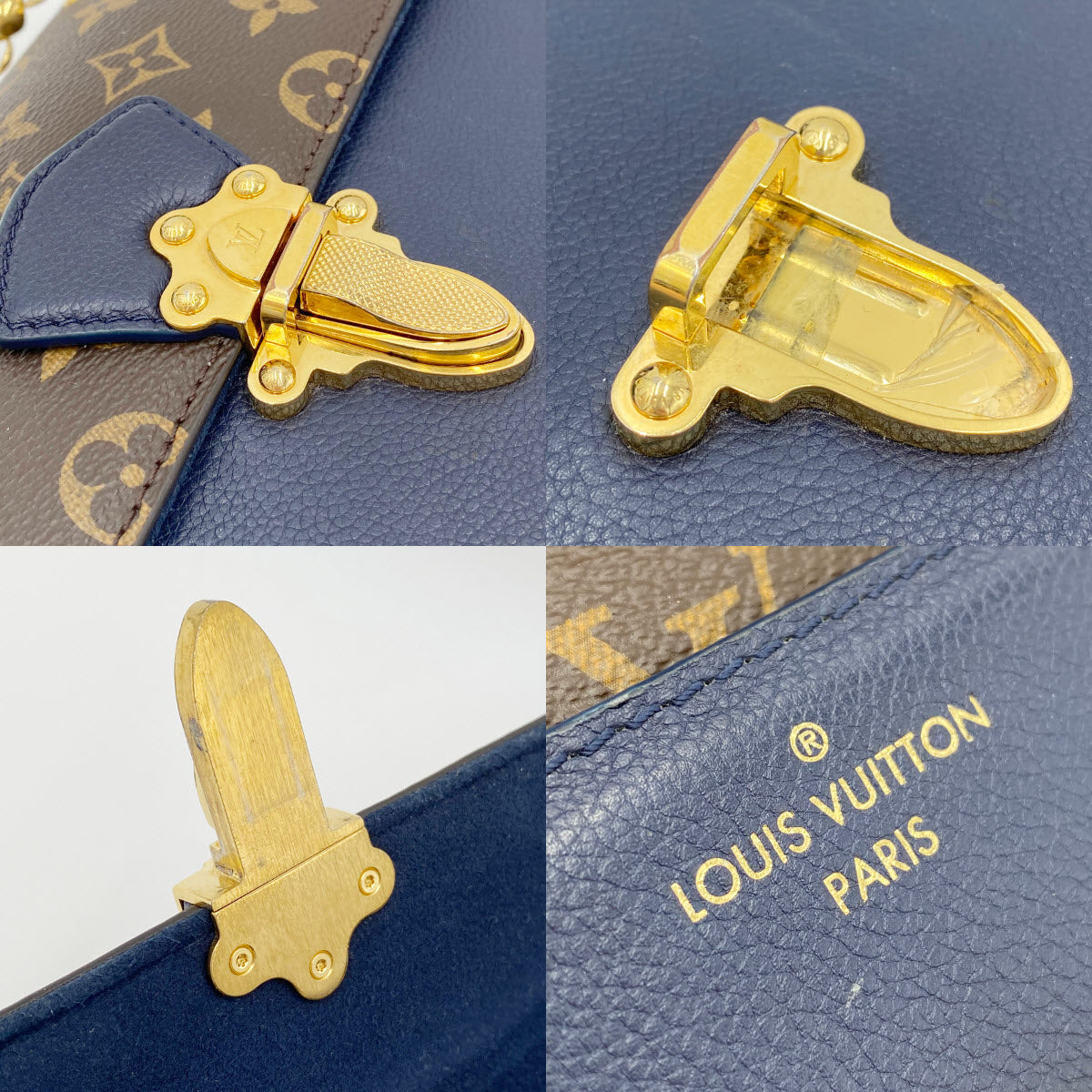 Louis Vuitton Victoire Bleu Marine Blue Monogram Canvas and Calfskin Shoulder Bag