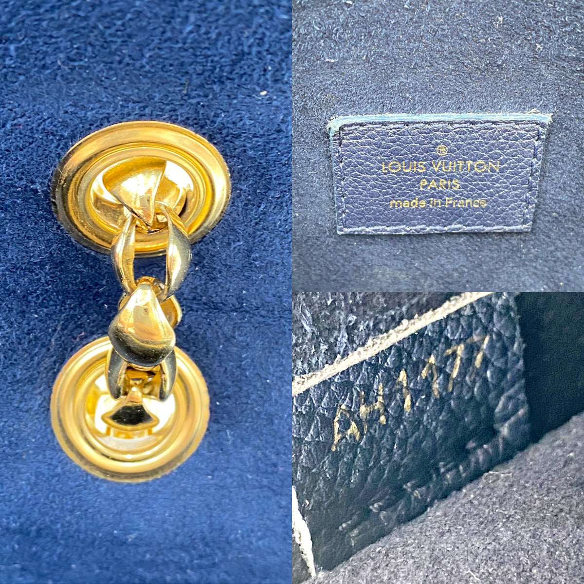 Louis Vuitton Victoire Bleu Marine Blue Monogram Canvas and Calfskin Shoulder Bag