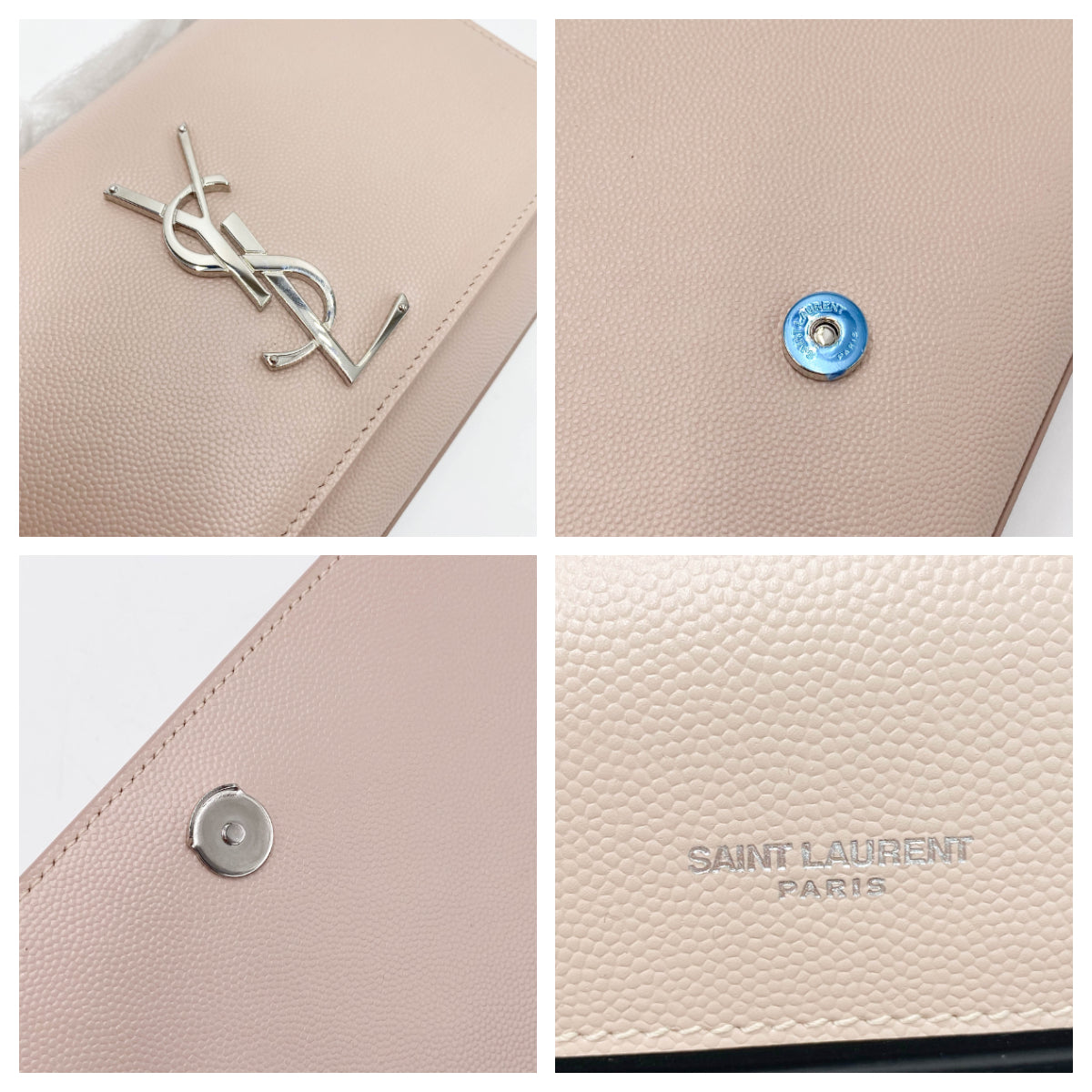 Saint Laurent Monogram Kate Grain De Poudre Small Pink Leather Shoulder Bag