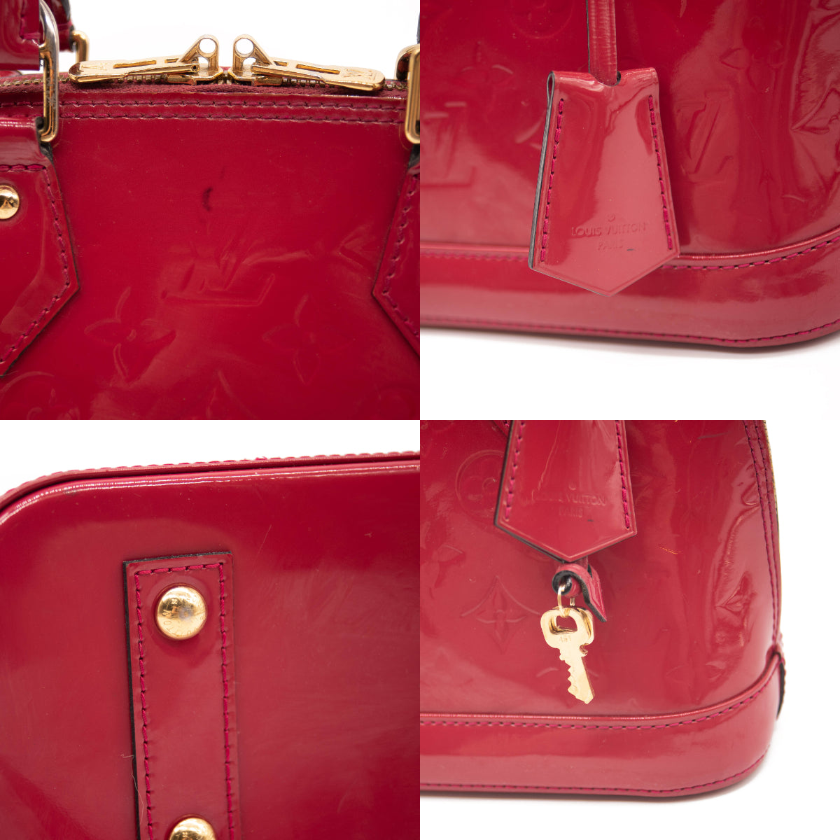 louis vuitton red leather purse