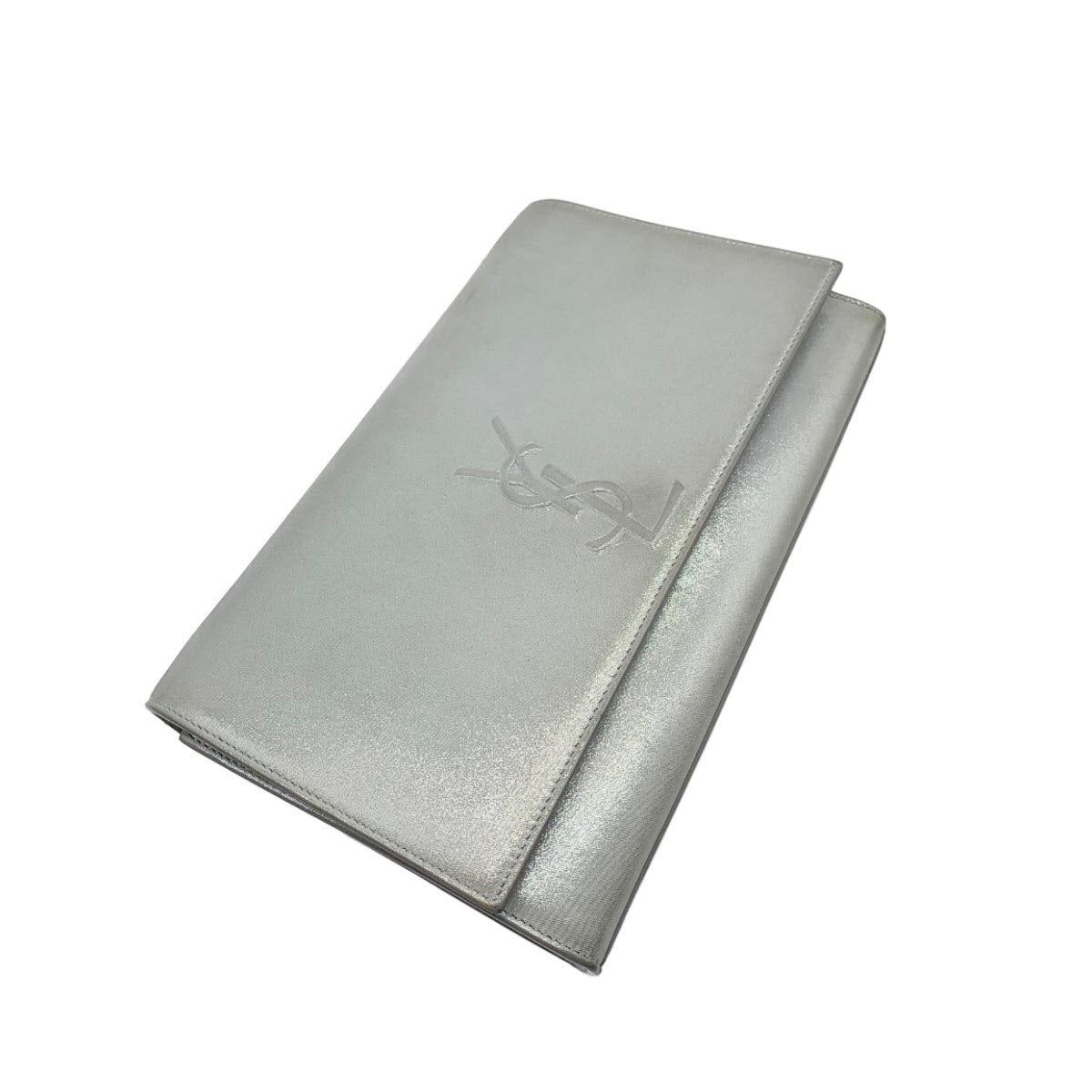 Saint Laurent Medium Kate Monogram Shimmer Silver Chain Crossbody