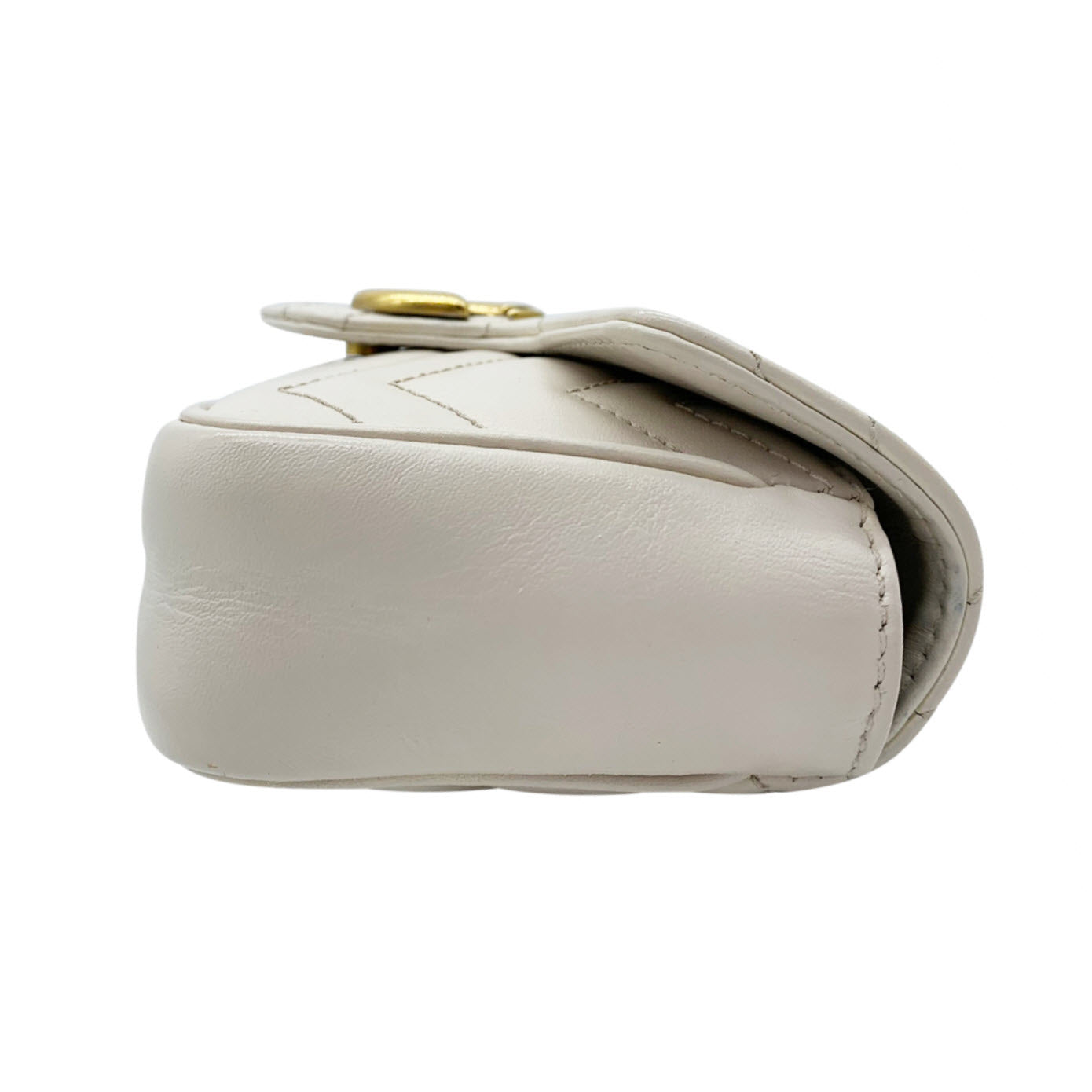 Gucci Marmont Gg Super Mini White Leather Shoulder Bag