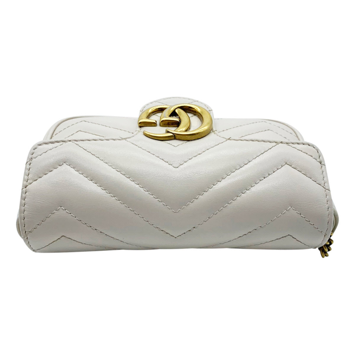 Gucci Marmont Gg Super Mini White Leather Shoulder Bag