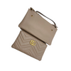 Gucci Marmont Gg Chain Matelasse Quilted Detachable Pouch Beige Leather