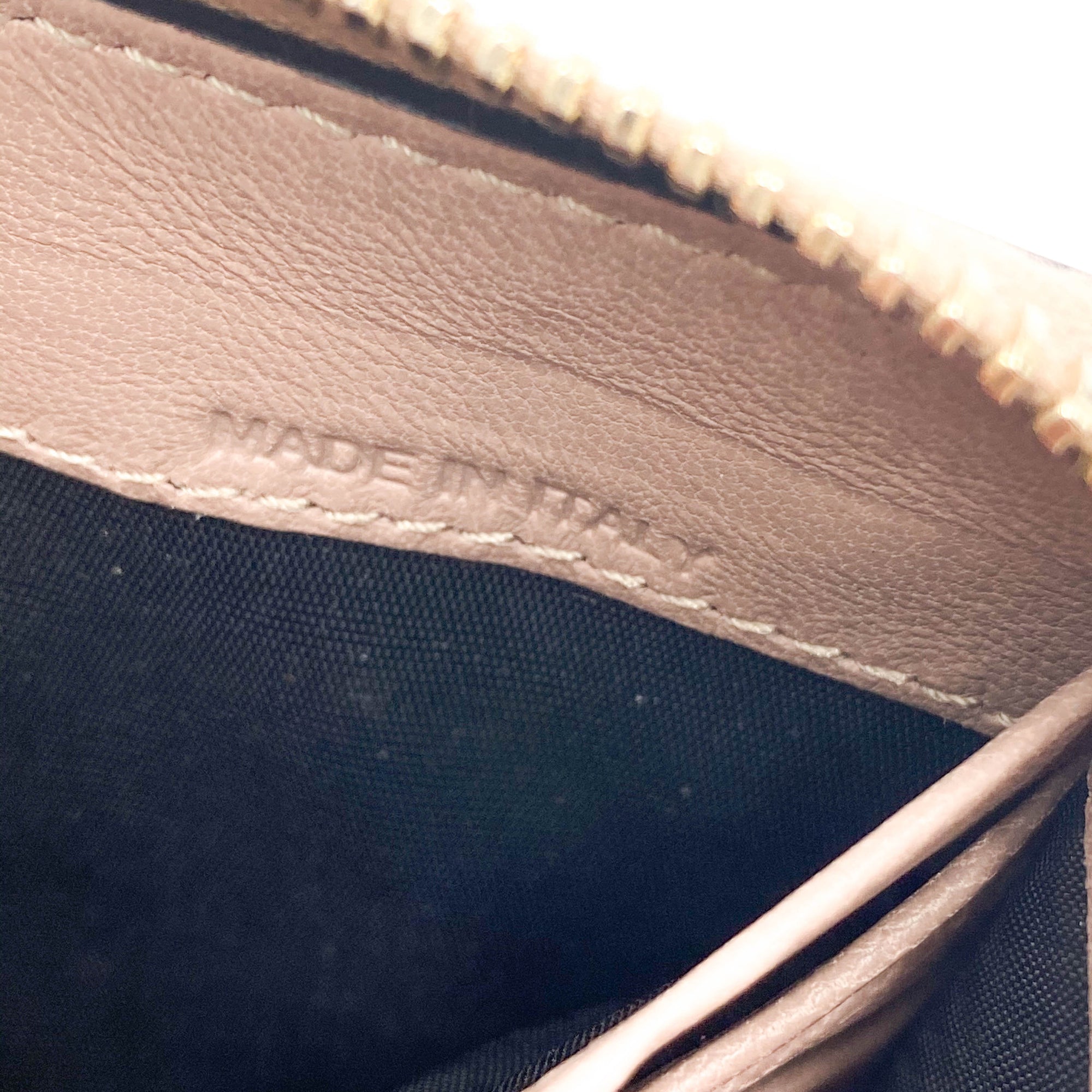 Valentino Womens  Rockstud Spike Leather Zip Around Wallet Metallic Gold