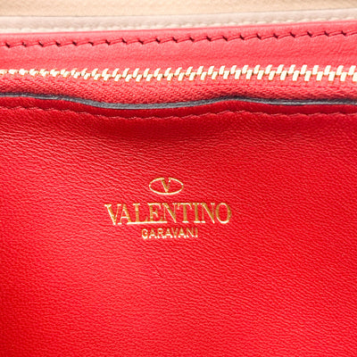 Valentino Womens  Rockstud Spike Leather Zip Around Wallet Metallic Gold