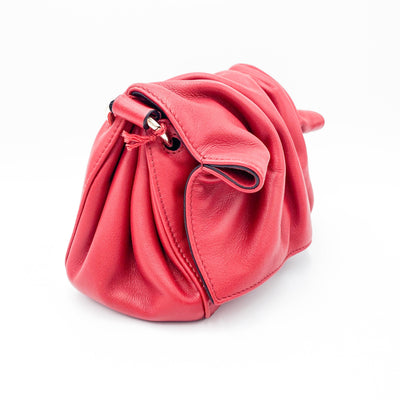 Valentino Rockstud Bloomy Mini Gathered Red Leather Cross Body Bag