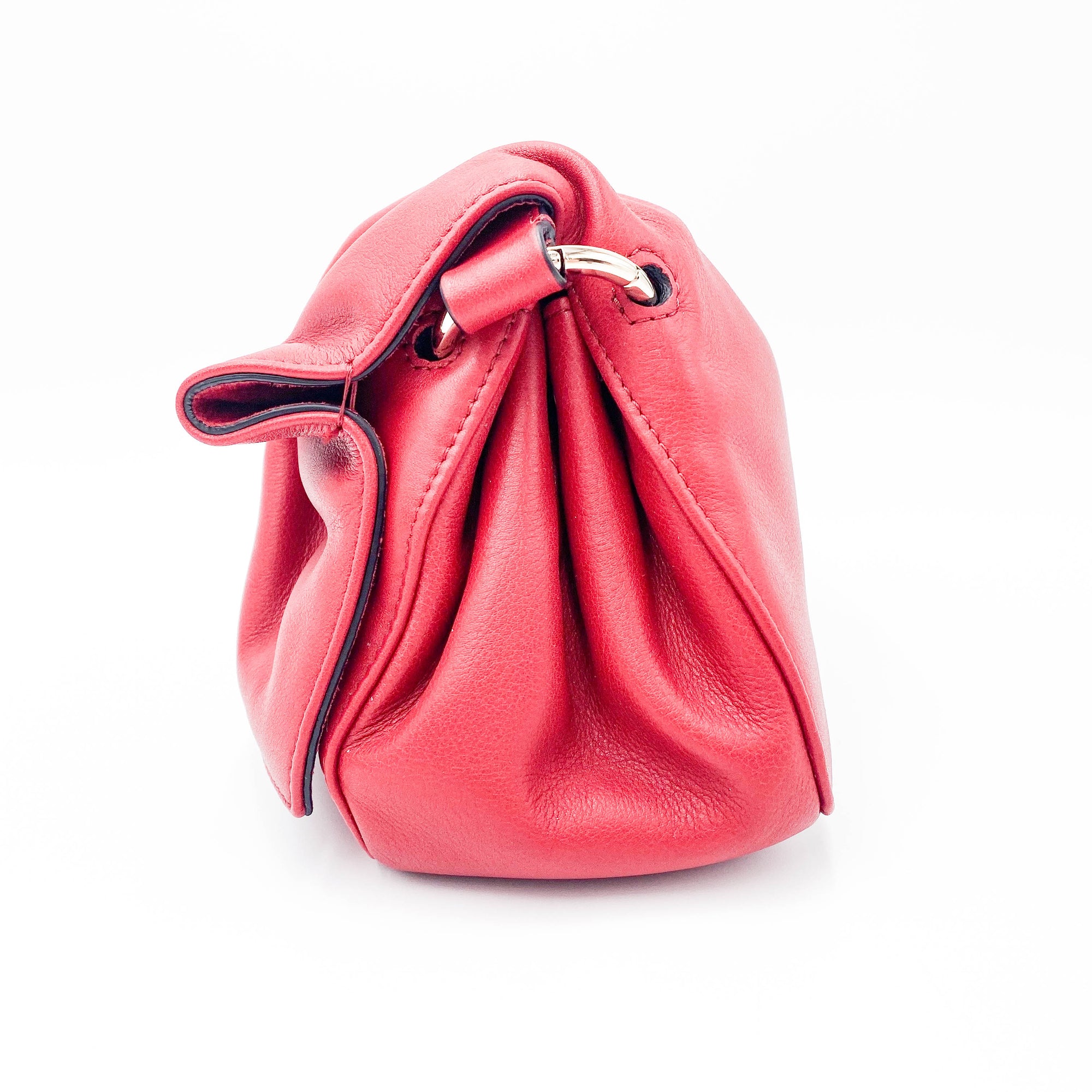 Valentino Rockstud Bloomy Mini Gathered Red Leather Cross Body Bag