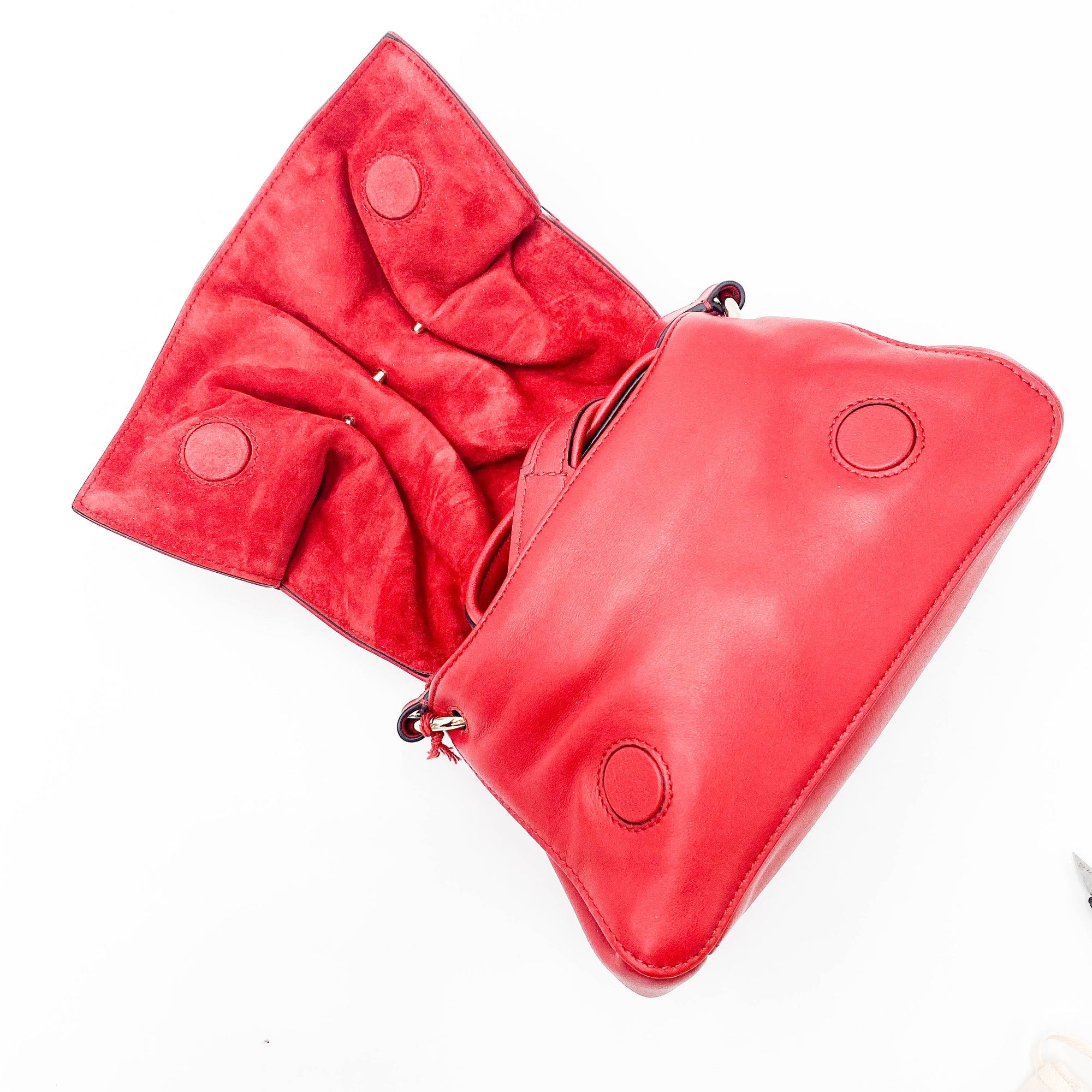 Valentino Rockstud Bloomy Mini Gathered Red Leather Cross Body Bag