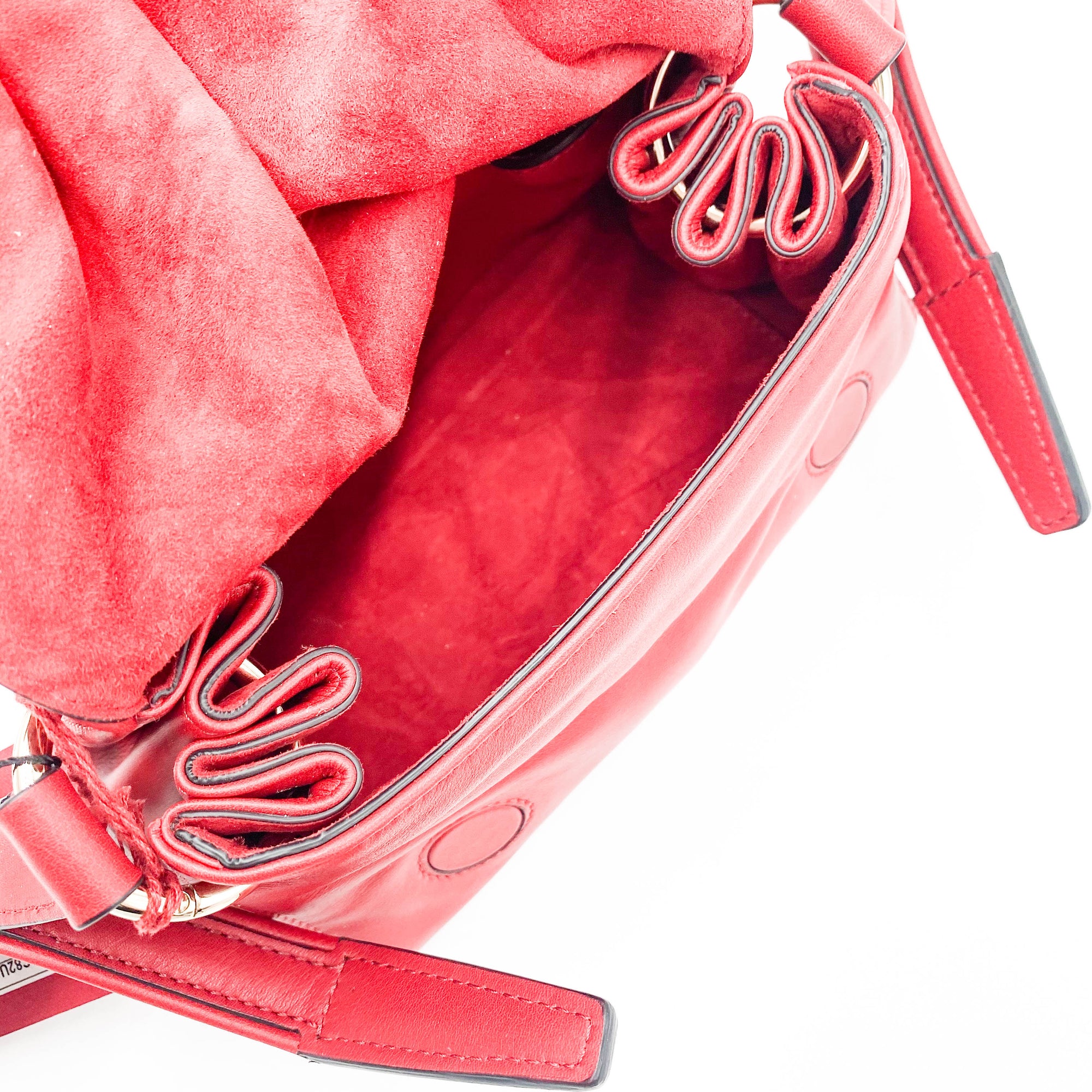 Valentino Rockstud Bloomy Mini Gathered Red Leather Cross Body Bag