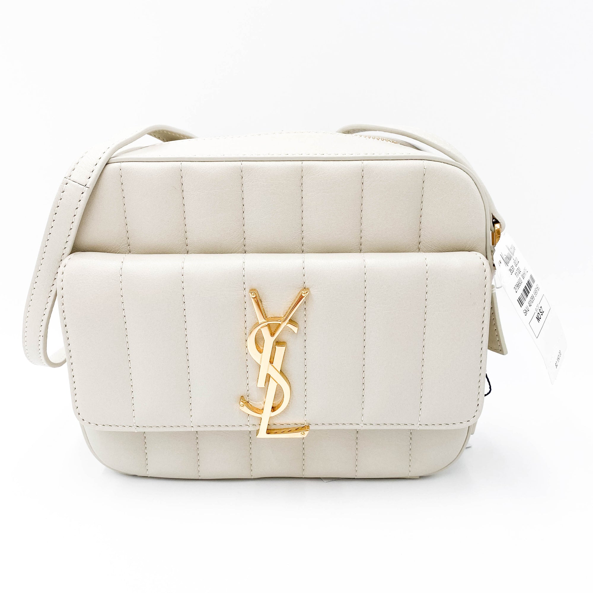Saint Laurent Camera Vicky Matelasse White Lambskin Leather Shoulder Bag