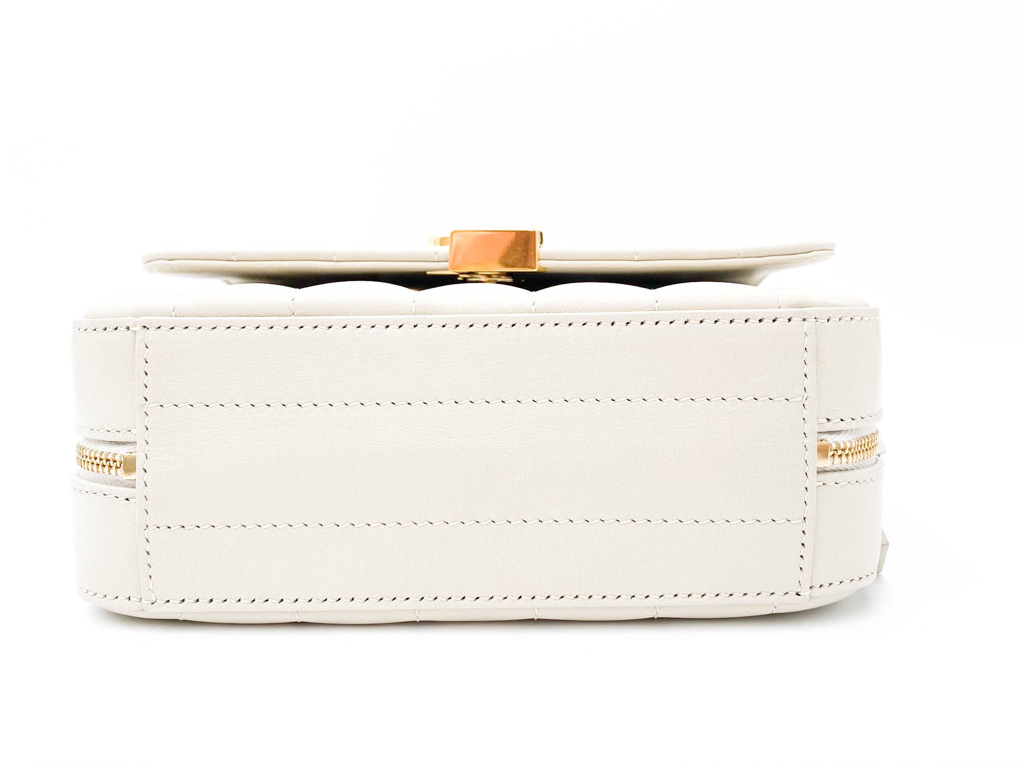 Saint Laurent Camera Vicky Matelasse White Lambskin Leather Shoulder Bag