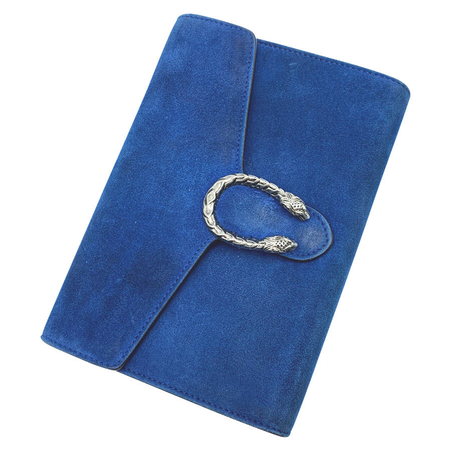 Gucci Chain Wallet Dionysus Mini Blue Suede Leather Cross Body Bag