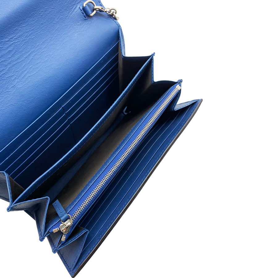 Gucci Chain Wallet Dionysus Mini Blue Suede Leather Cross Body Bag