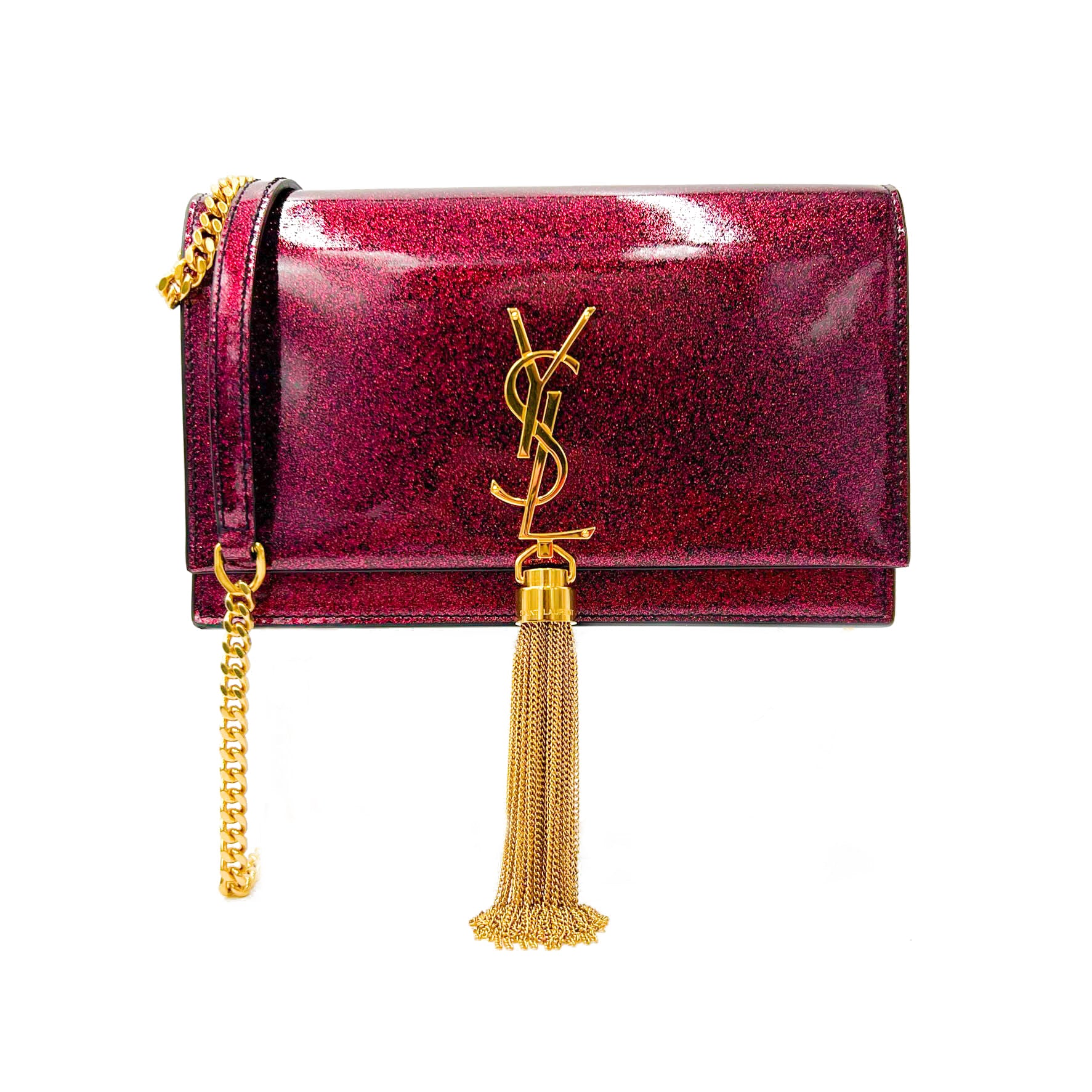 Saint Laurent Small Leather Kate Tassel Shoulder Bag in Red