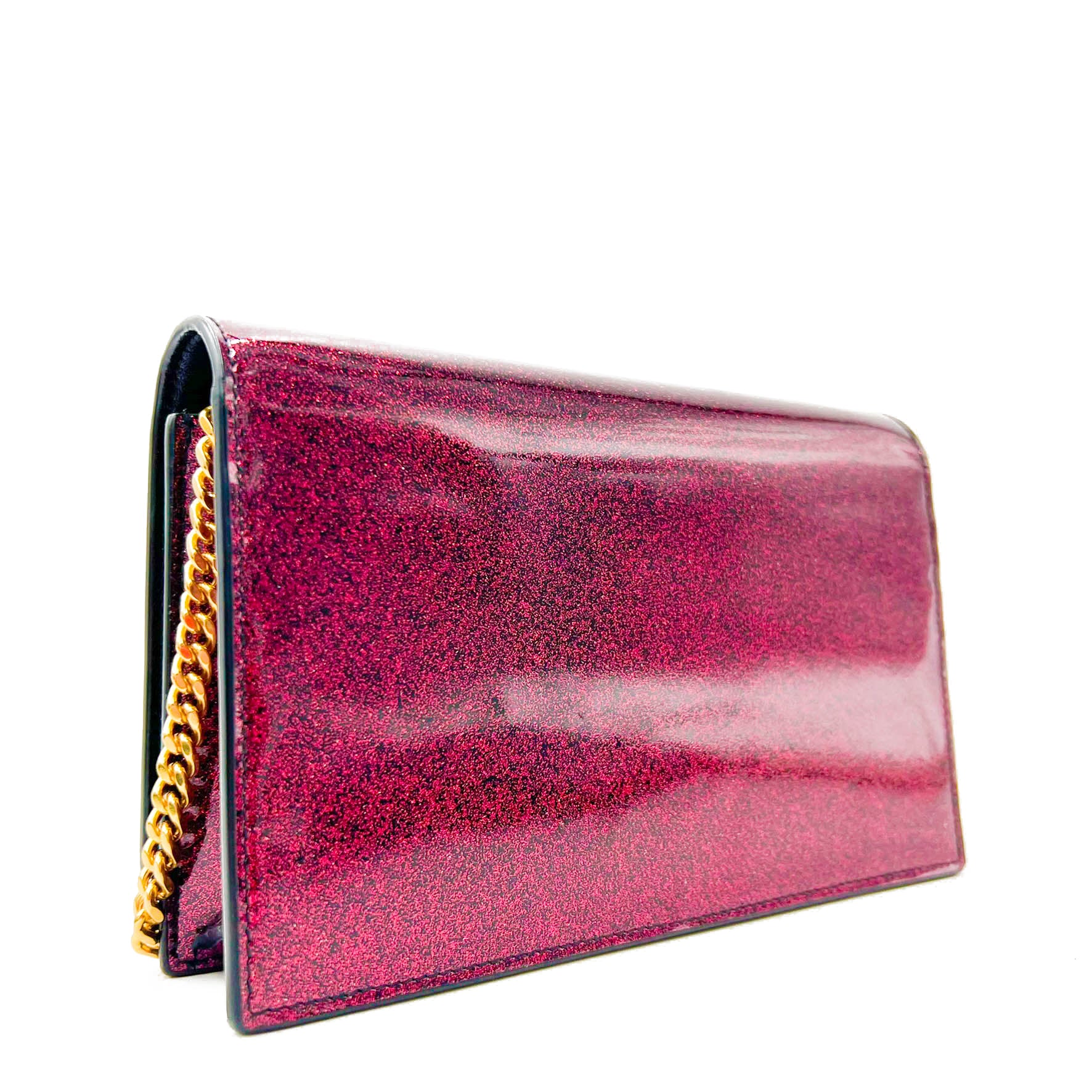 Saint Laurent Monogram Kate Chain Wallet New Chain Glitter Tassel Red Leather