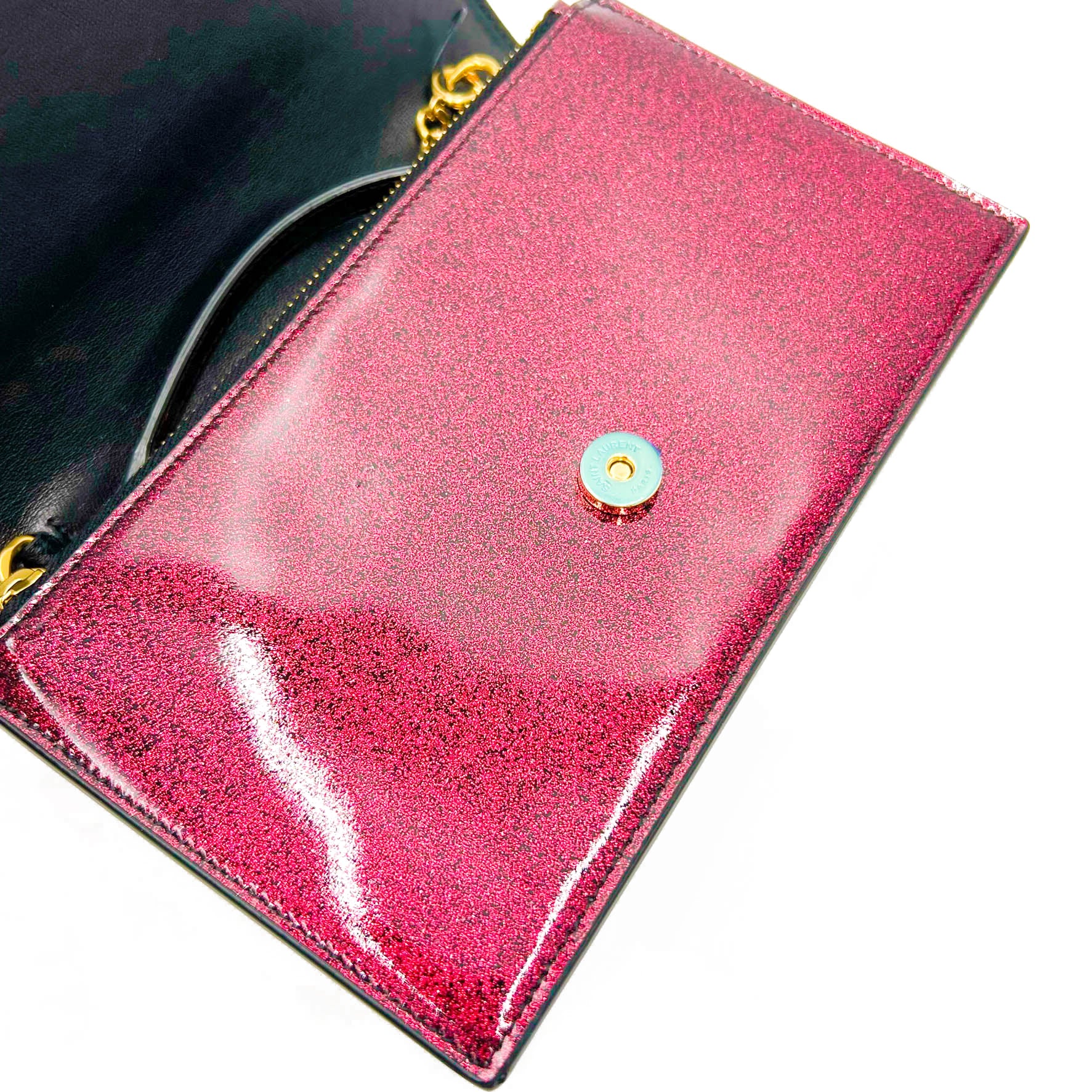 Saint Laurent Monogram Kate Chain Wallet New Chain Glitter Tassel Red Leather