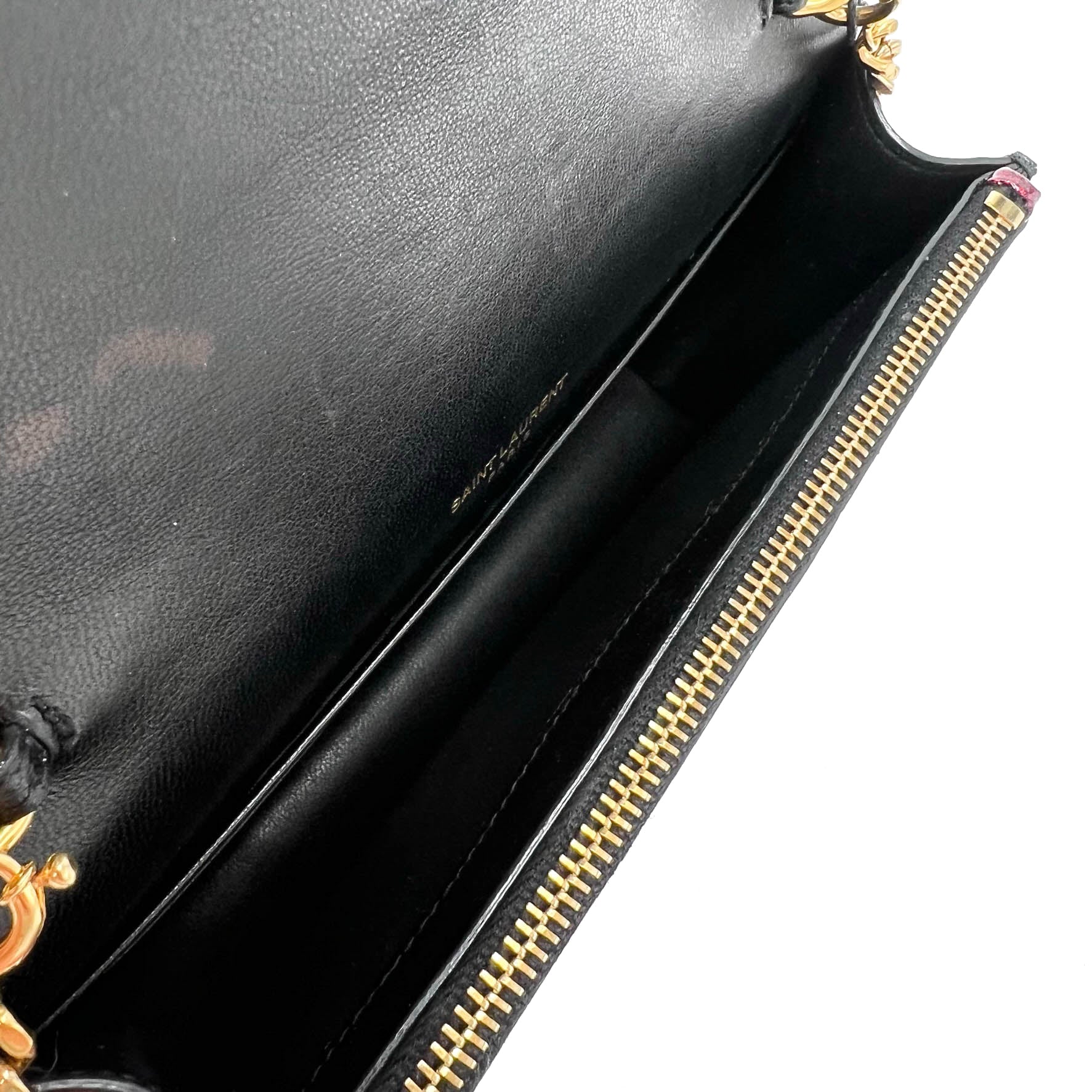 Saint Laurent Monogram Kate Chain Wallet New Chain Glitter Tassel Red Leather