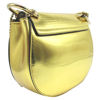Chloe Drew Mini Chain Shoulder Gold Leather Cross Body Bag