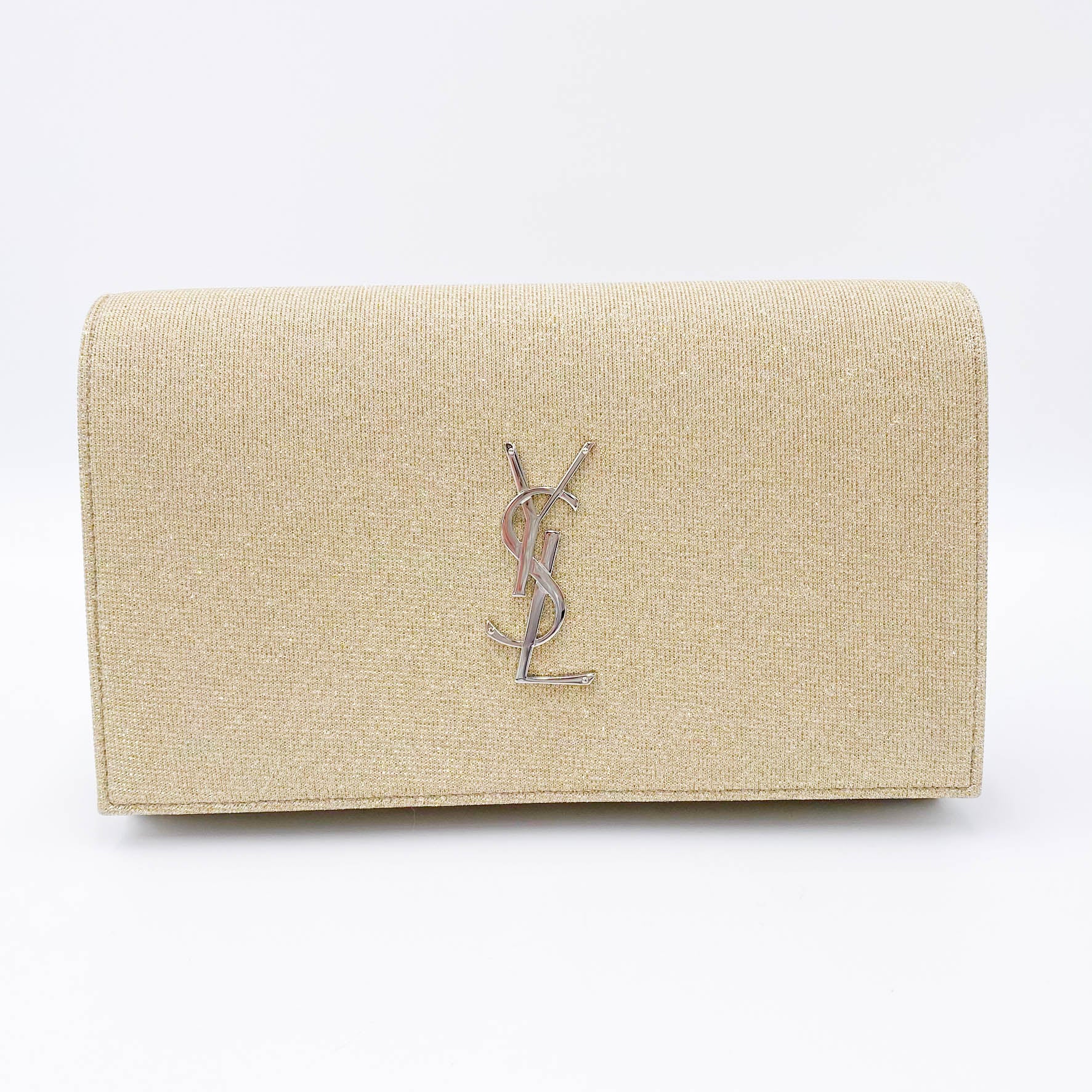 Saint Laurent Monogram Kate Chain Wallet Medium WOC Sparkle Gold