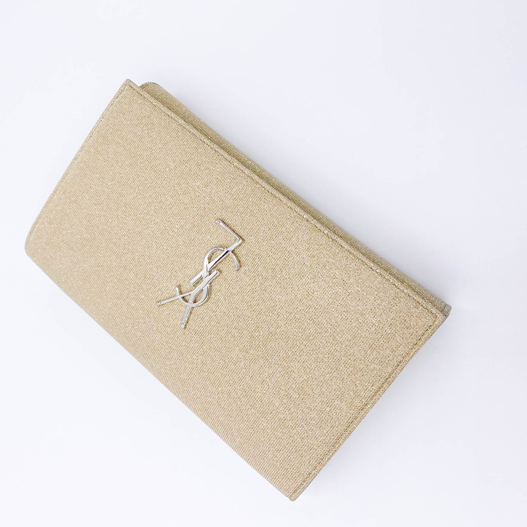 Saint Laurent Monogram Kate Chain Wallet Medium WOC Sparkle Gold